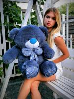Великий плюшевий темно-синій ведмідь  100 см !  (Знижка)