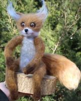 Лис упоротий игрушка интерьерная валяная из шерсти лисичка лиса лисица