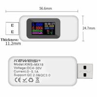 USB тестер,  многофункциональный, цветной,  Keweisi KWS-MX18L