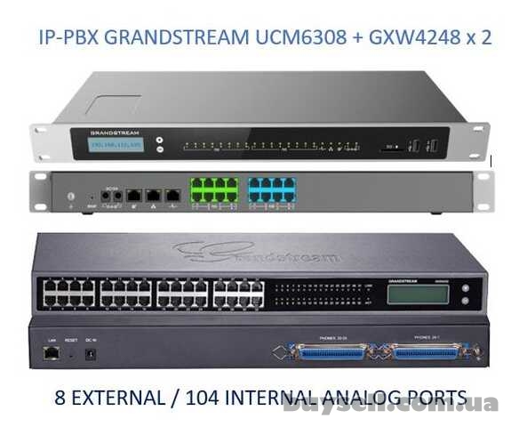 Grandstream UCM6308, ip атс, 104хFXS, 8xFXO, до 3000 абонентів