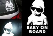 Наклейка Baby on board Белая светоотражающая на авто