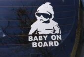 Наклейка на авто Baby on board Белая светоотражающая