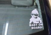 Наклейка на авто Baby on board Белая светоотражающая