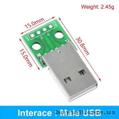 Разъем USB типа Б (папа)  на плате