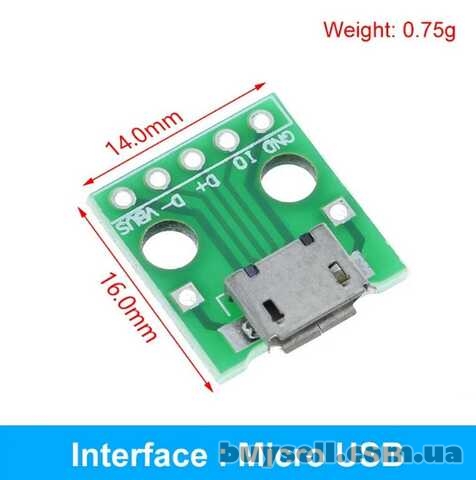 Разъем micro USB на плате