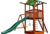 Детская деревянная игровая площадка Babyland-2 с пластиковой горкой 3