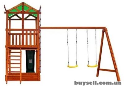kiev-detskaya_igrovaya_derevyannaya_ploschadka_Babyland-2_s_plastikovoy_gorkoy_3_4059764