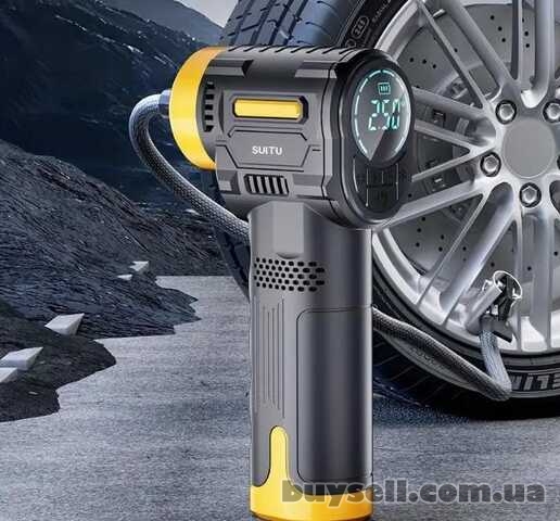 Портативний компресорний насос для шин із манометром,  акумуляторний