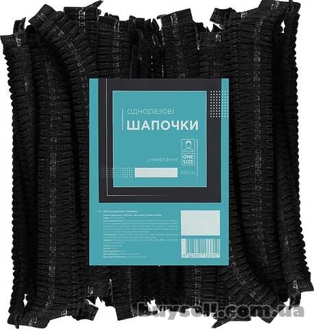 Шапочки одноразові «Гармошка»,  спанбонд ТМ ЕТТО,  100шт