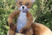 Лис упоротий игрушка интерьерная валяная из шерсти лисичка лиса лисица