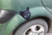 Наклейка Кот на авто Белая светоотражающая , Чёрная