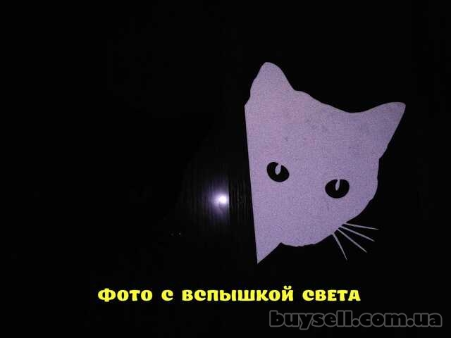Наклейка Кот на авто Белая светоотражающая , Чёрная