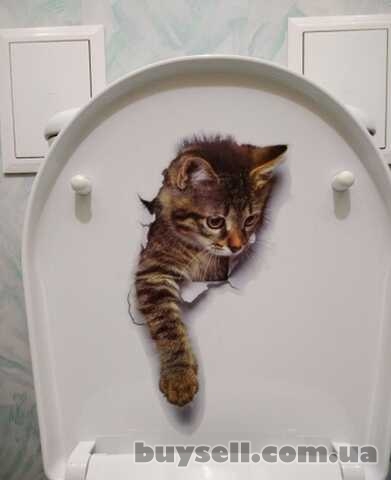 Наклейка Котик номер 3 для детской комнаты,  ванны
