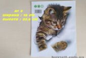 Наклейка Котик номер 3 для детской комнаты,  ванны