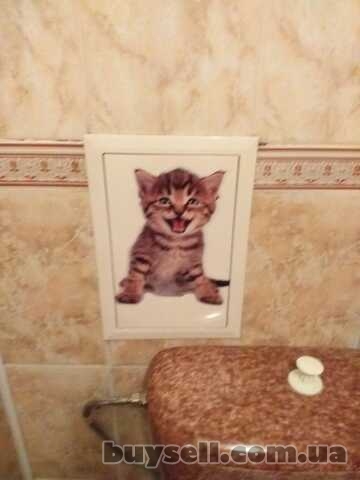 Наклейка котик номер 5 для ванны,  детской комнаты