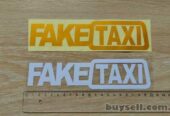 Наклейка на авто FakeTaxi Белая,  Желтая светоотражающая Тюнинг авто