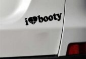 Наклейка на авто I Love Booty-Я люблю добычу Белая светоотражающая