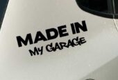 Наклейка на авто Made in my garage Чёрная