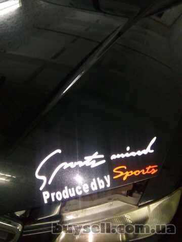 Наклейка на авто Sport mind produced by sports Белая с красным