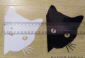 Наклейка на авто Кот на авто Белая, Чёрная