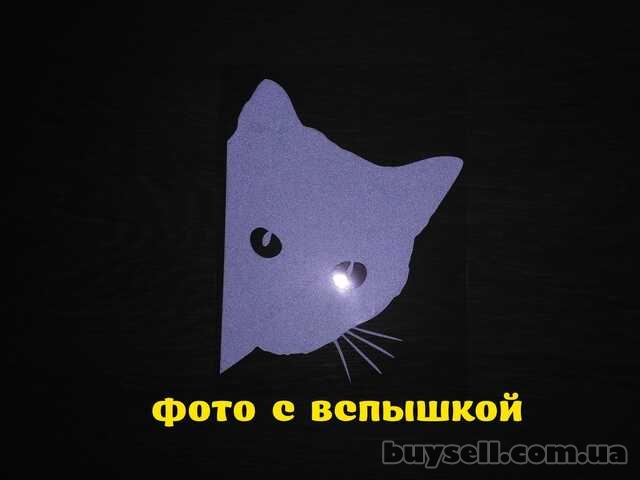 Наклейка на авто Кот на авто Белая светоотражающая