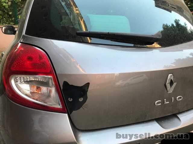 Наклейка на авто Кот на авто Чёрная , Белая светоотражающая