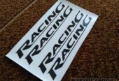 Наклейка на авто на ручки Racing Черная , диски, дворники авто 4 штуки