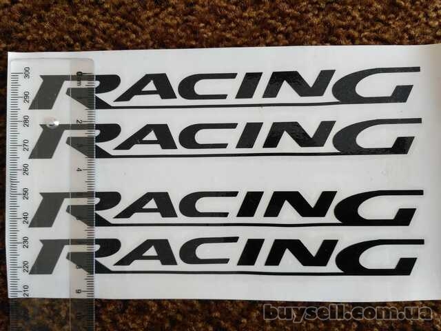 Наклейка на авто на ручки Racing Черная , диски, дворники авто 4 штуки