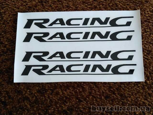 Наклейка на авто на ручки Racing Черная , диски, дворники авто 4 штуки