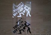 Наклейка на авто переводится Не трогай мою машину Черная,  Белая Свето
