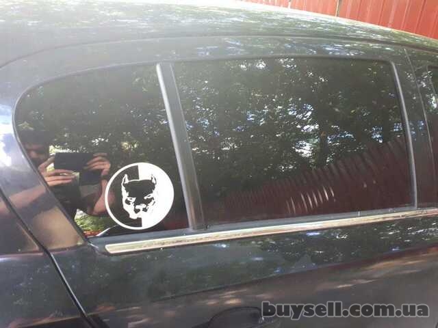 Наклейка на авто Питбуль Белая светоотражающая