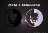 Наклейка на авто Питбуль Черная,  Белая светоотражающая