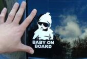 Наклейка на авто Ребенок в машине"Baby on board" Белая свето