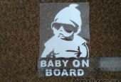Наклейка на авто Ребенок в машине Baby on board большая светоотражающ