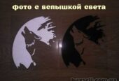 Наклейка на авто Волк Белая светоотражающая , Чёрная