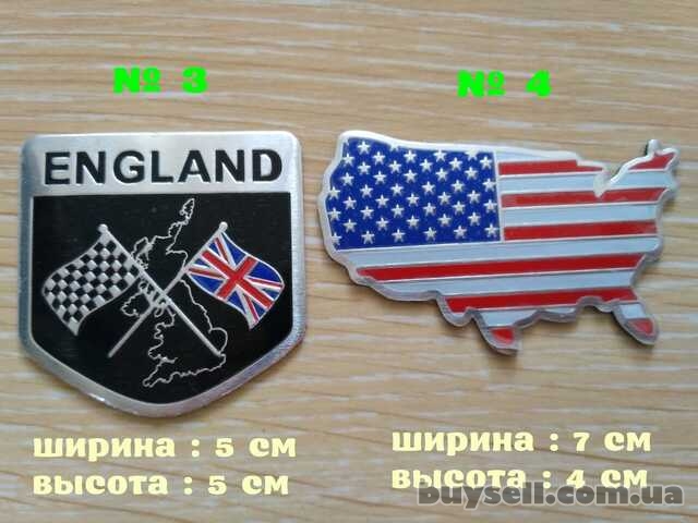 Наклейки на авто Флаг Англии,  США алюминиевые