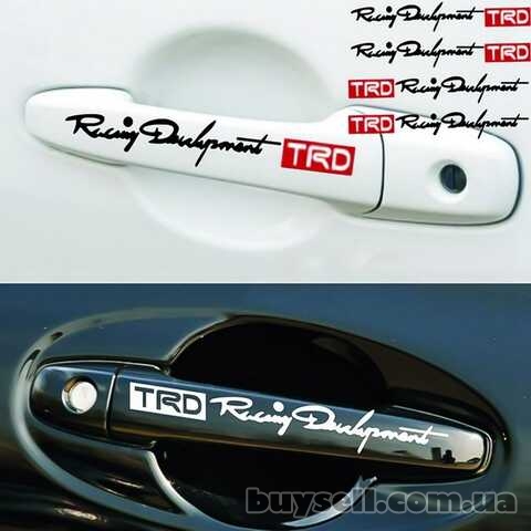 Наклейки на ручки машины TRD номер 7 Белая светоотражающая