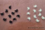 Паучки Чёрные, Белые для хэллоуина прикола пластмассовые 10 шт
