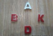 Пластмассовые буквы на авто A. D. K. B