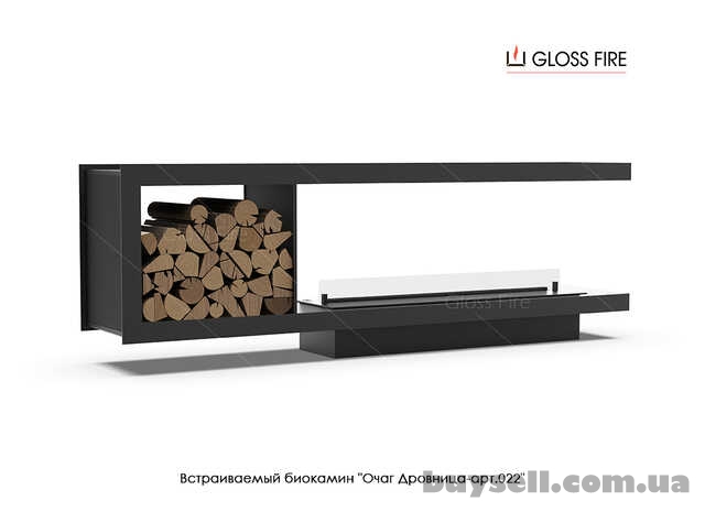 Вбудований біокамін Очаг Дровница 1200 – арт.022 Gloss Fire