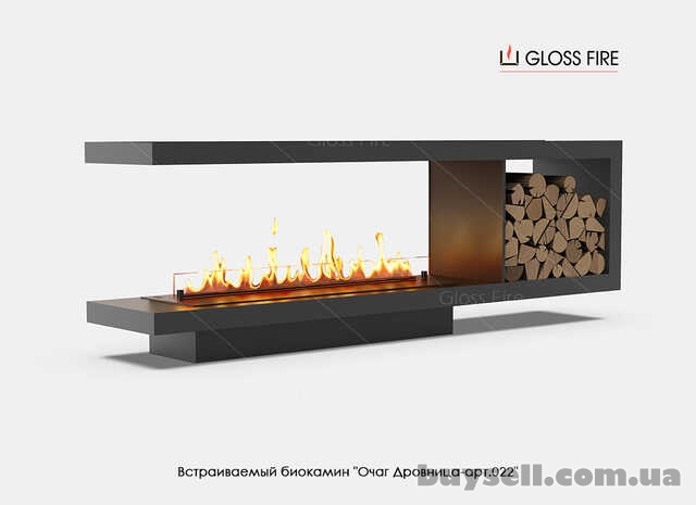 Вбудований біокамін Очаг Дровница 1200 – арт.022 Gloss Fire