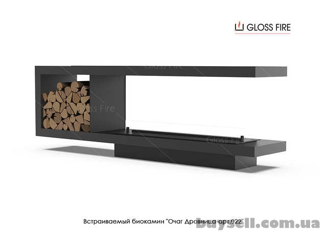 Вбудований біокамін Очаг Дровница 1200 – арт.022 Gloss Fire