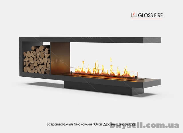 Вбудований біокамін Очаг Дровница 1200 – арт.022 Gloss Fire