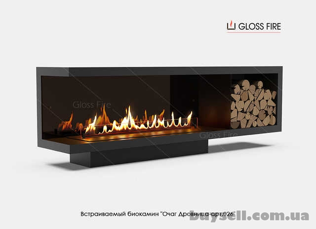 Вбудований біокамін Очаг Дровница 1200 – арт.026 Gloss Fire
