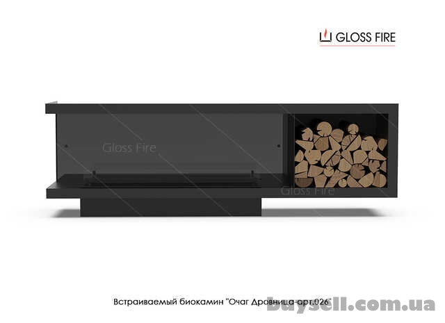 Вбудований біокамін Очаг Дровница 1200 – арт.026 Gloss Fire