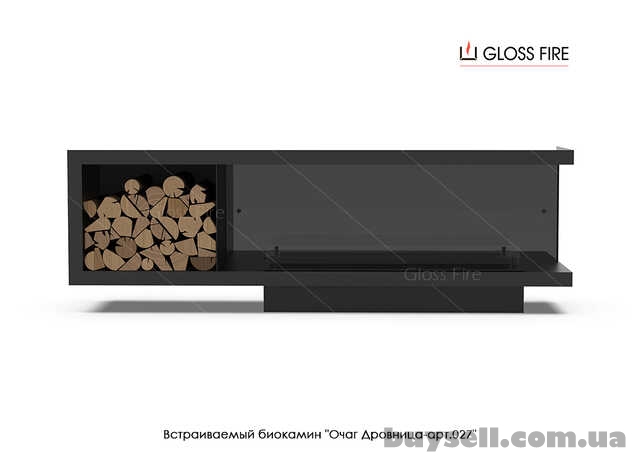 Вбудований біокамін Очаг Дровница 1200 – арт.027 Gloss Fire