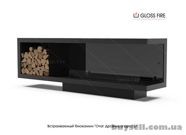 Вбудований біокамін Очаг Дровница 1200 – арт.027 Gloss Fire