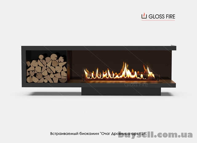 Вбудований біокамін Очаг Дровница 1200 – арт.027 Gloss Fire