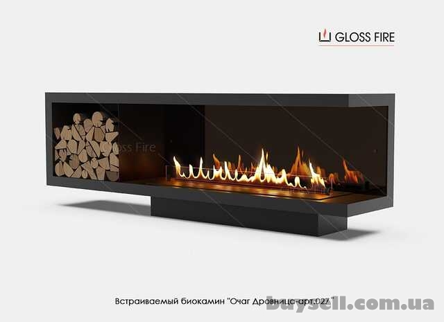 Вбудований біокамін Очаг Дровница 1200 – арт.027 Gloss Fire