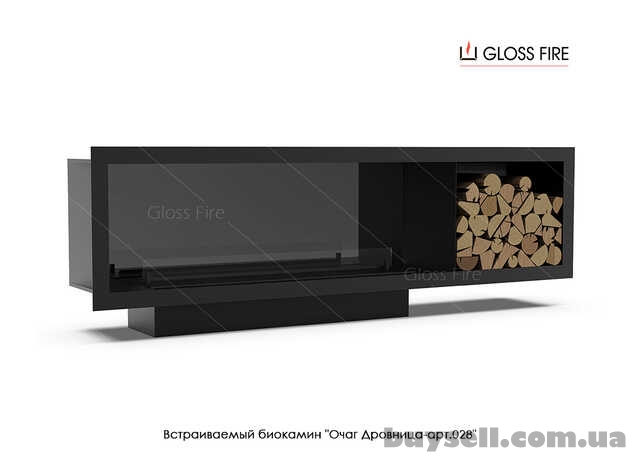 Вбудований біокамін Очаг Дровница 1200 – арт.028 Gloss Fire Fire